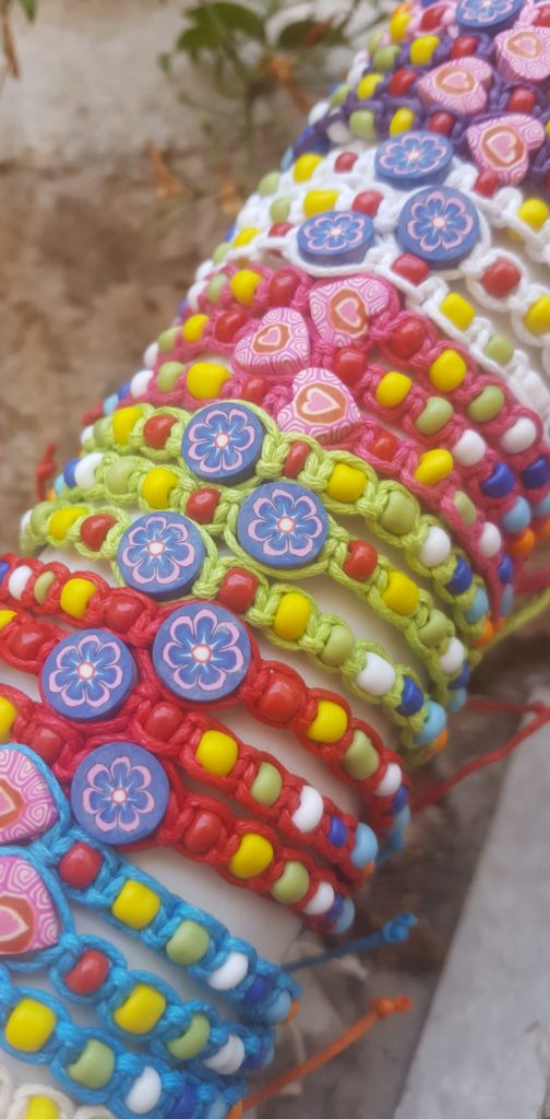 Colorful bracelets with various beads - for kids