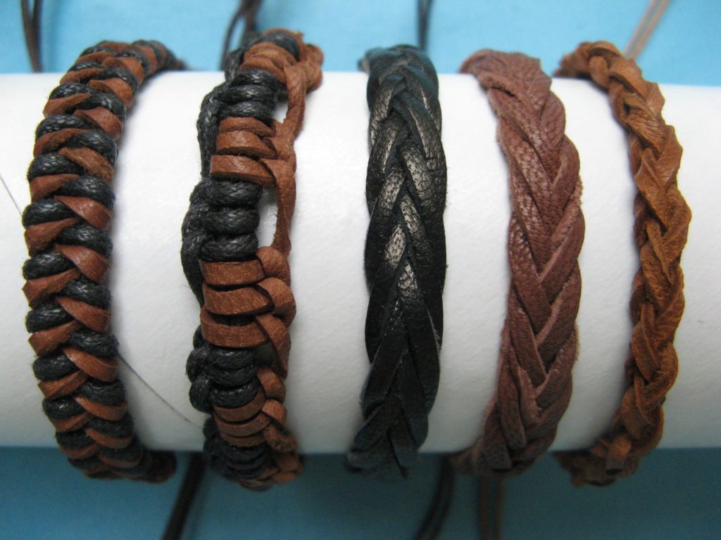 Wooven and braided leather bracelets, 